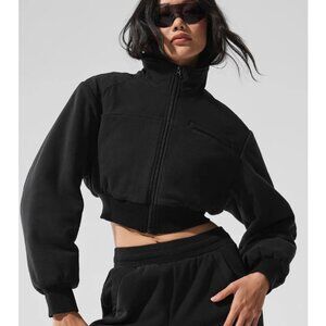 NWT ALO Yoga Polar Fleece Cropped Wintry Mix Jacket Black S